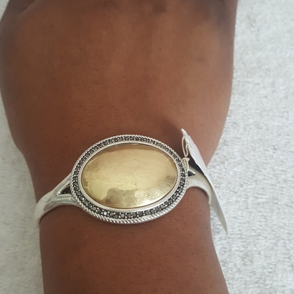 New Lucky Brand Two Tone Pave Cuff Bracelet - Picture 4 of 5